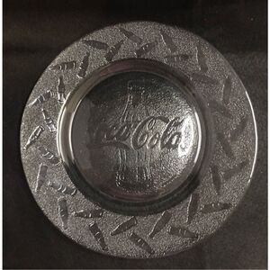 Clear Set Of 4 Glass Embossed Coca Cola Dinner Plate 10", Pre-owned
